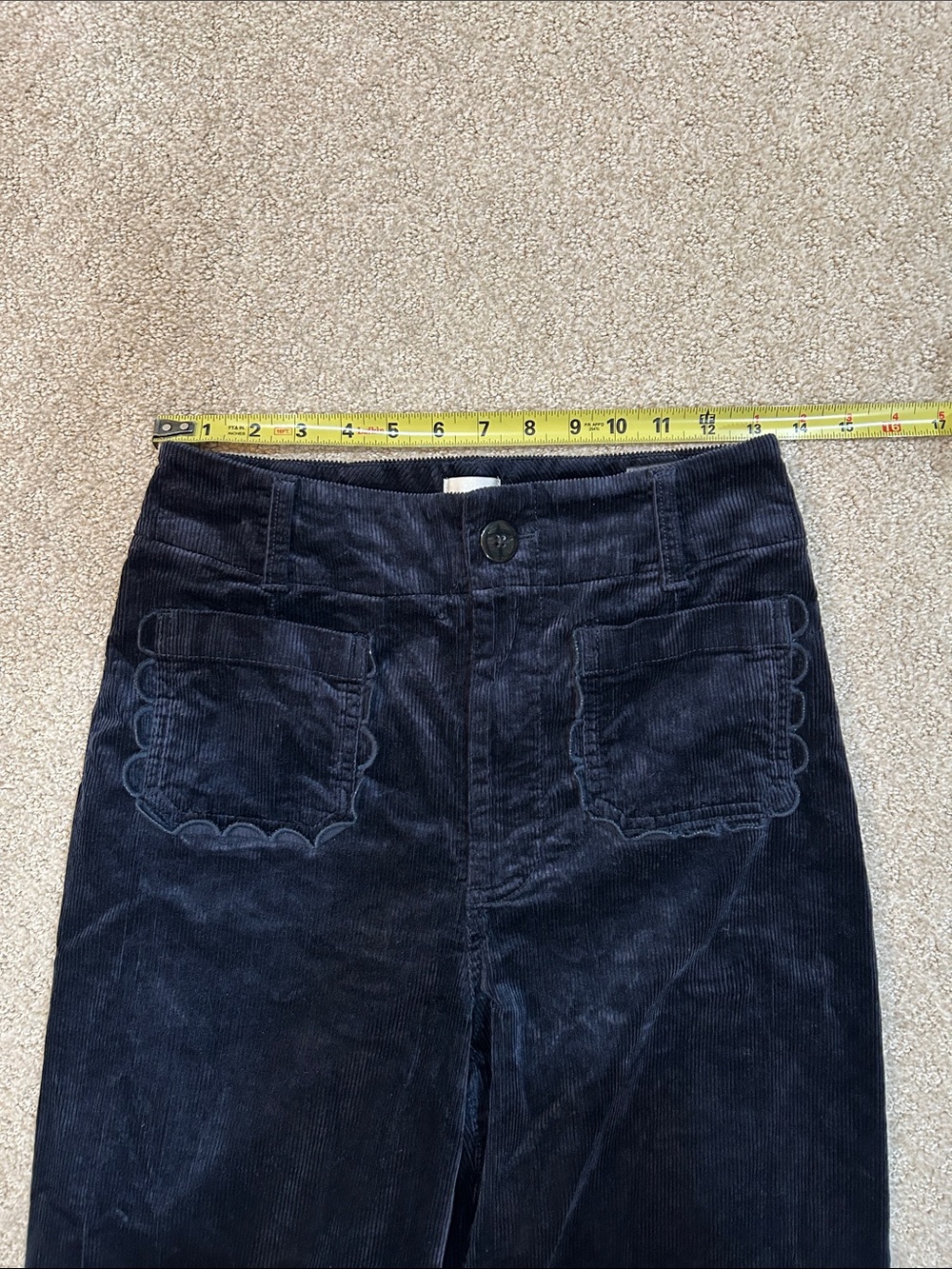 Anthropologie Maeve Colette Corduroy Scalloped Pockets Wide Leg Pants 27 TALL - Picture 9 of 11